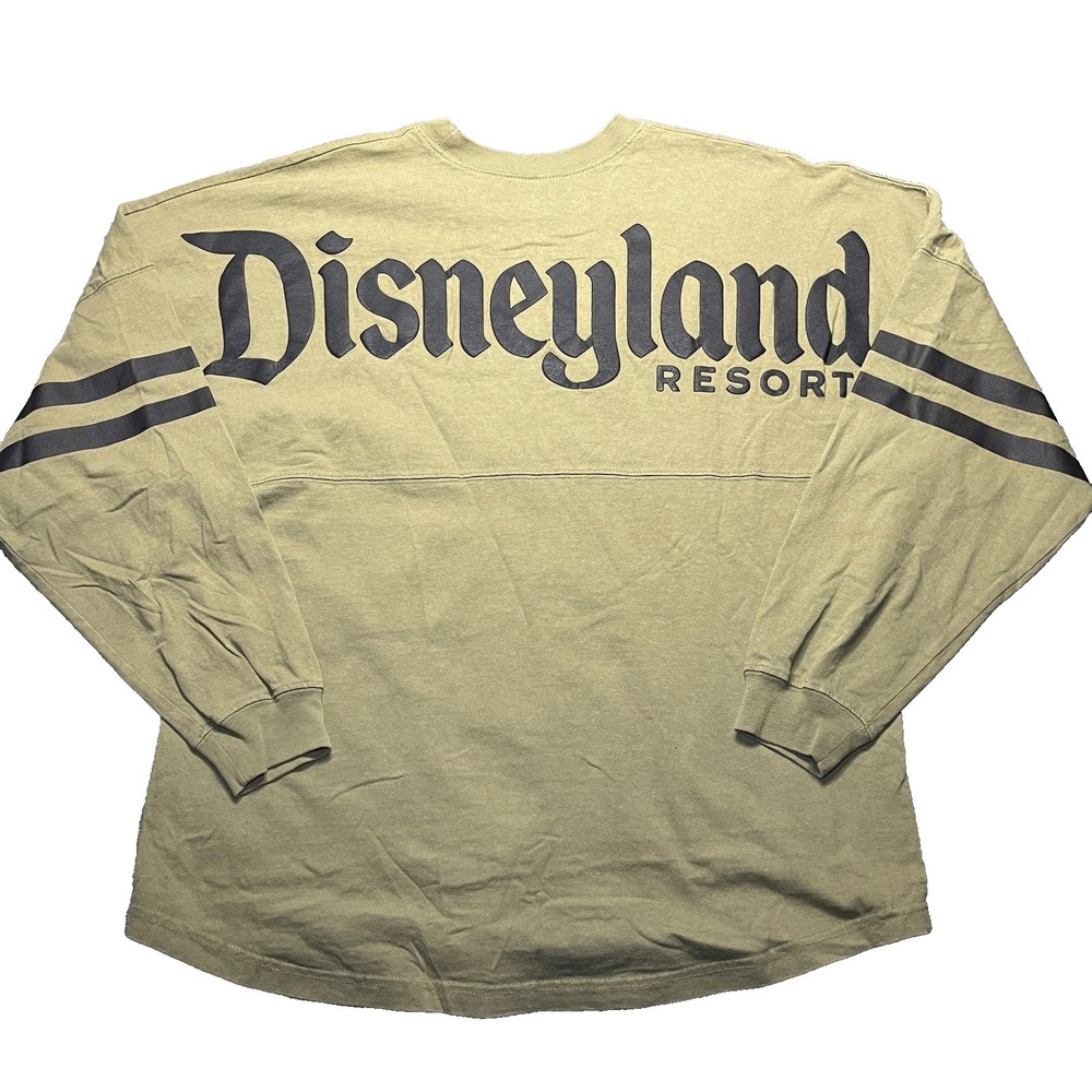 Disneyland Resort Spirit Jersey Adult L Olive Green Long Sleeve Puff Paint Shirt